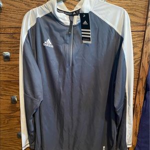 NWT adidas 1/4 Zip pull over XL gray white